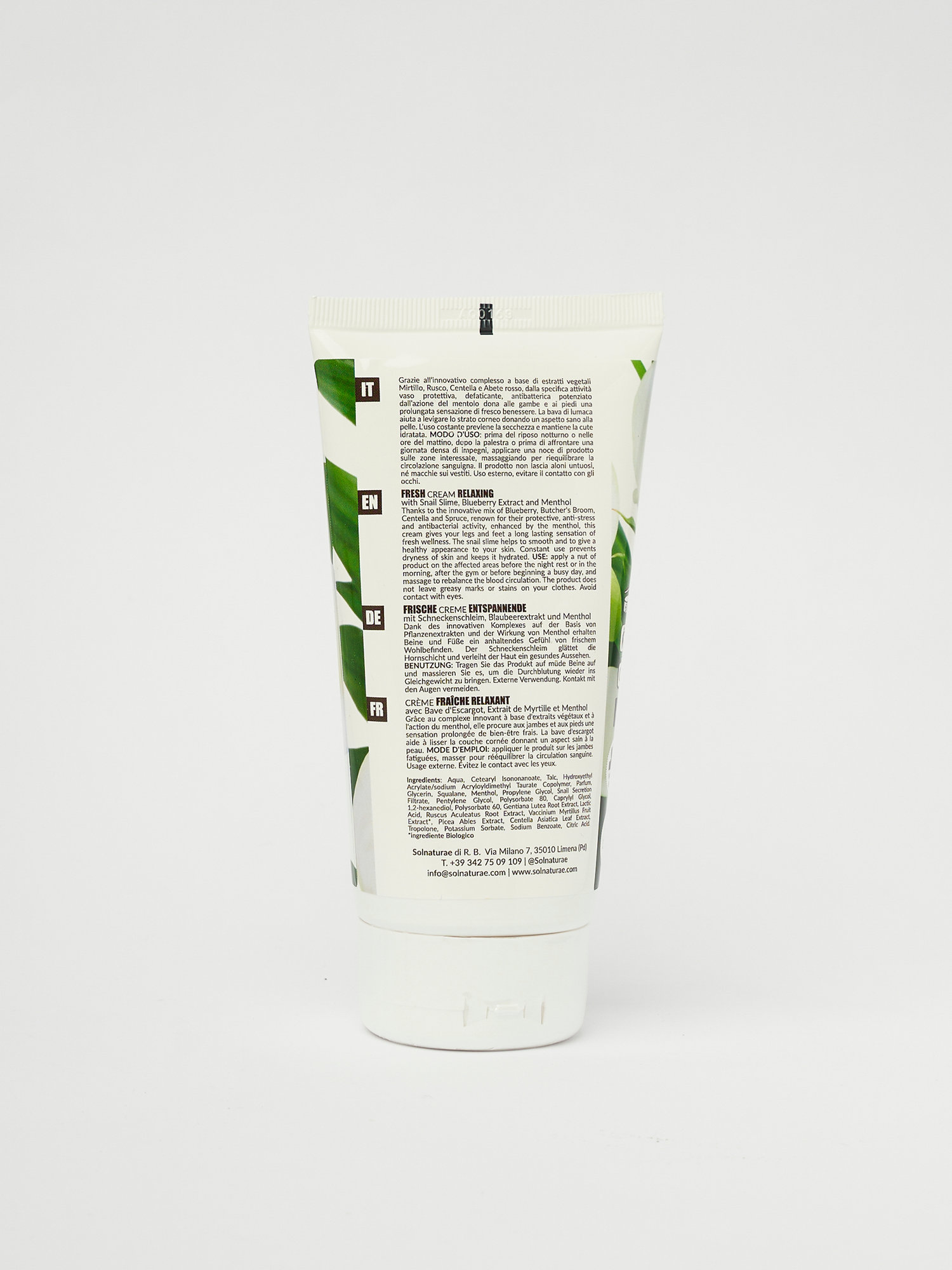 Crema Fresh Defaticante con bava di lumaca, estratto di mirtillo e mentolo