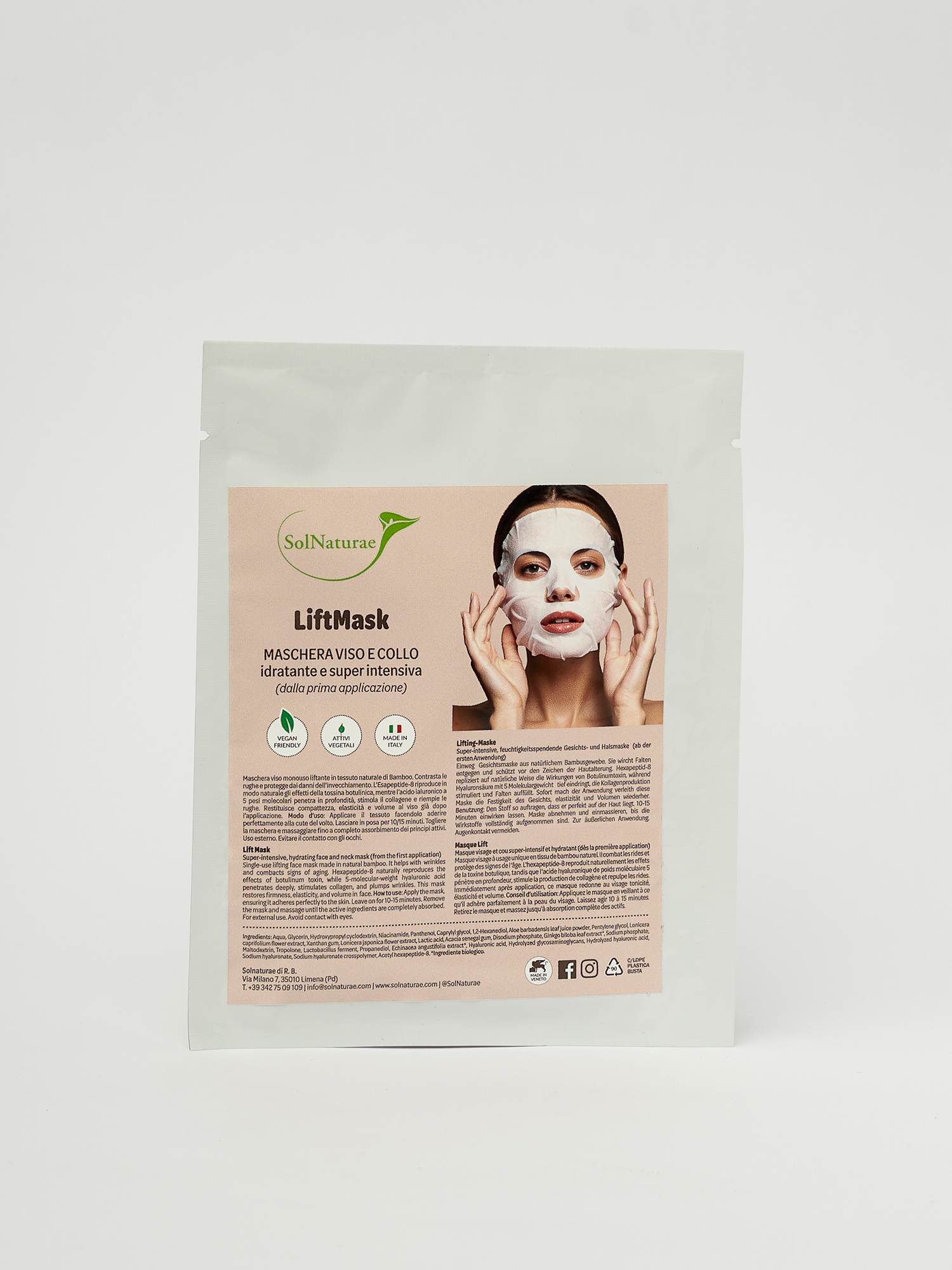 Lift Mask, maschera viso e collo monouso in bamboo